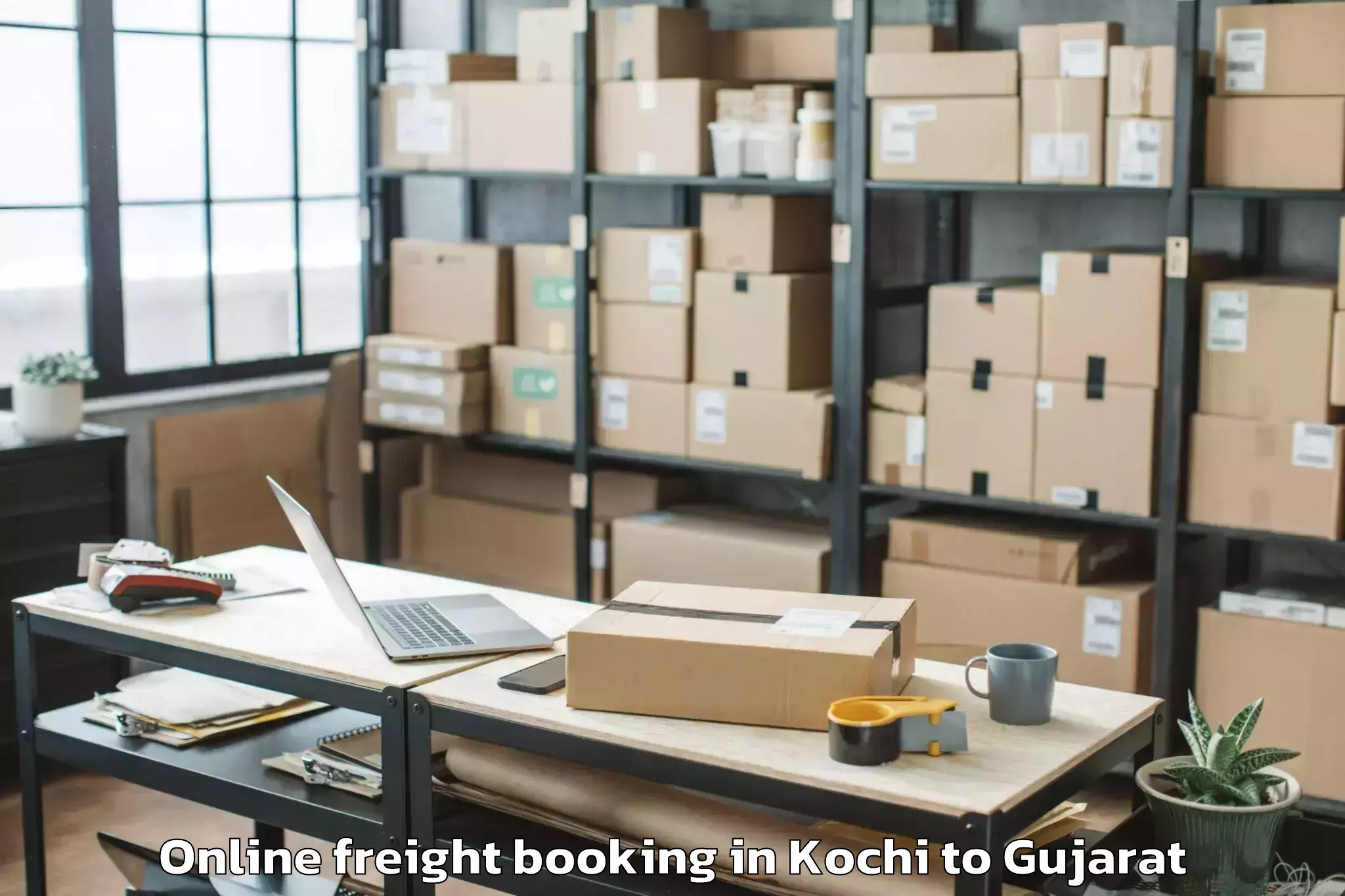 Affordable Kochi to Delvada Online Freight Booking